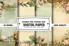 Rosebud Pink Vintage Edge Digital Paper Product Image 1