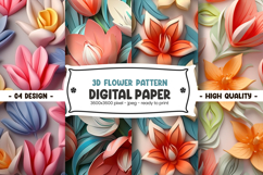 3D Flower Pattern Digital Paper Product Image 1
