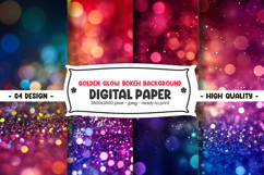 Golden glow bokeh background digital paper Product Image 1