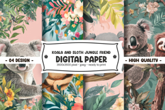 Koala and sloth jungle friend digital paper Product Image 1