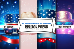 Hat Sunglasses Patriotic Day Background Digital Paper Product Image 1
