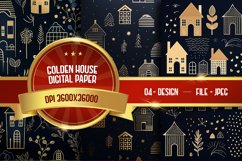 Golden House Pattern Digital Paper Product Image 1