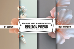 Peach and white bloom watercolor digital paper Product Image 1