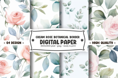 Cream Rose Botanical Border Digital Paper Product Image 1