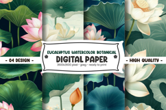 Eucalyptus watercolor botanical digital paper Product Image 1