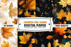 Colorful Fall Leaves Digital Paper Product Image 1