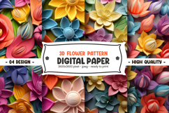 3D Flower Pattern Digital Paper Product Image 1