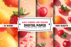 Juicy cherries and peaches digital paper Product Image 1