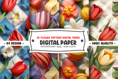 3D Flower Pattern Digital Paper Product Image 1