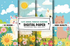 Cute animal princess sunshine digital paper Product Image 1