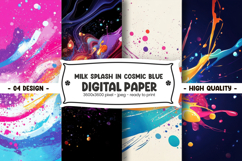 Milk splash in cosmic blue digital paper Product Image 1