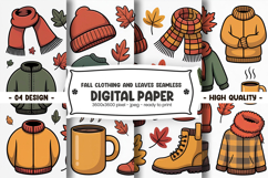 Fall Clothing and Leaves Seamless Digital Paper Product Image 1