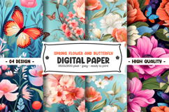 Spring flower and butterfly digital paper Product Image 1