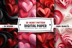 3D Heart Pattern Digital Paper Product Image 1