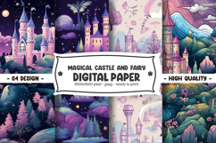 Magical castle and fairy digital paper Product Image 1