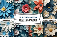 3D Flower Pattern Digital Paper Product Image 1
