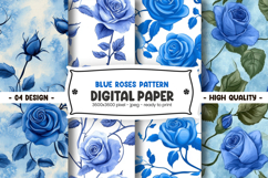 Blue roses pattern digital paper Product Image 1