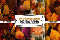 Autumn Sunset Leaves Digital Paper Product Image 1