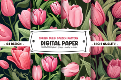 Spring tulip garden pattern digital paper Product Image 1