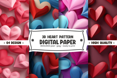 3D Heart Pattern Digital Paper Product Image 1