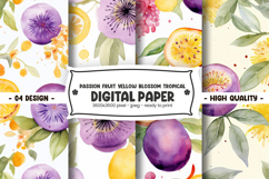 Passion fruit yellow blossom tropical digital paper Product Image 1