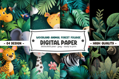 Woodland animal forest foliage digital paper Product Image 1