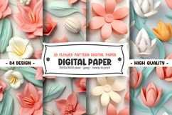3D Flower Pattern Digital Paper Product Image 1