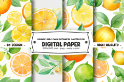 Orange and lemon botanical watercolor digital paper Product Image 1