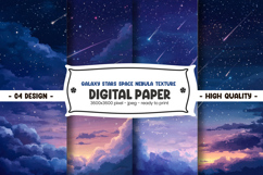 Galaxy stars space nebula texture digital paper Product Image 1