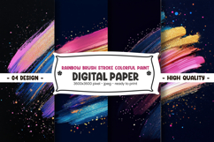 Rainbow brush stroke colorful paint digital paper Product Image 1