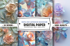 Pastel rose watercolor background digital paper Product Image 1