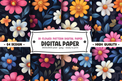 3D Flower Pattern Digital Paper Product Image 1