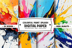 Colorful paint splash digital paper Product Image 1