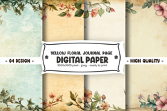 Yellow Floral Journal Page Digital Paper Product Image 1