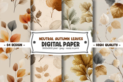 Neutral Autumn Leaves Digital Paper Product Image 1