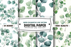 Green Eucalyptus Leaf Pattern digital paper Product Image 1