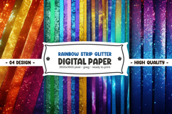 Rainbow Strip Glitter Digital Paper Product Image 1