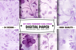 Soft purple transparent floral overlay digital paper Product Image 1