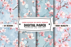 Cherry blossom sky pastel seamless digital paper Product Image 1