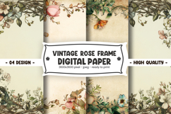 Vintage Rose Frame digital paper Product Image 1