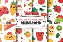 Kawaii fruit face summer pattern digital paper Product Image 1