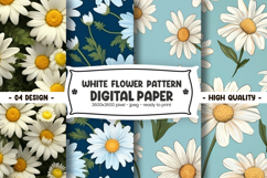 White Flower Pattern Digital Paper Product Image 1