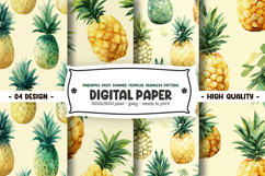 Pineapple fruit summer tropical seamless digital papar Product Image 1