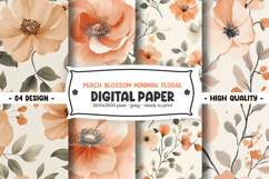 Peach blossom minimal floral digital paper Product Image 1