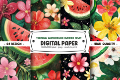Tropical watermelon summer fruit digital paper Product Image 1
