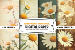 Warm yellow daisy floral digital paper Product Image 1