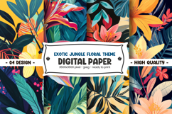 Exotic Jungle Floral Theme digital paper Product Image 1
