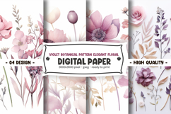 Violet botanical pattern elegant floral digital paper Product Image 1