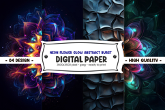 Neon flower glow abstract burst digital paper Product Image 1