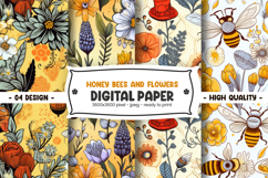 honey bees and flowers digital paper Product Image 1